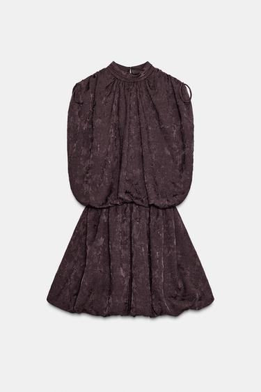 JACQUARD-MINIKLEID MIT VOLUMEN - Braun von Zara
