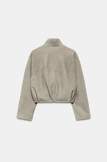 ZW COLLECTION LIMITED EDITION SUEDE LEATHER JACKET - Pearl grey by Zara - Image 6