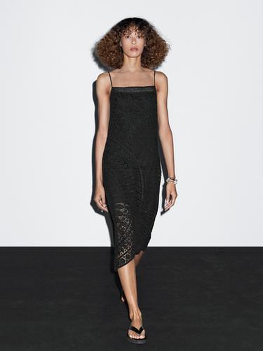 Zara 100% cotton crochet midi dress - Black