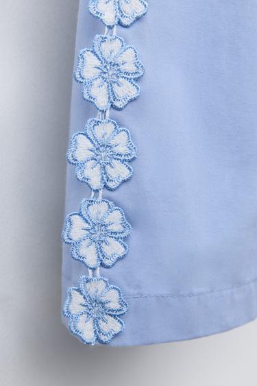 JUPE-CULOTTE À FLEURS - Bleu de Zara - Image 3