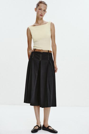Zara Tereyağı - OMUZLARI AÇIK FİTİLLİ T-SHIRT