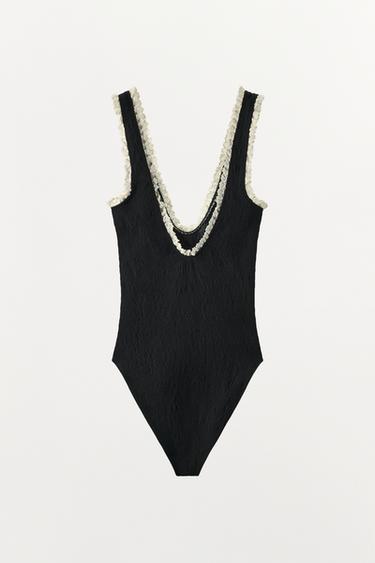 BODY SEAMLESS DENTELLE - Noir / Blanc de Zara - Image 9