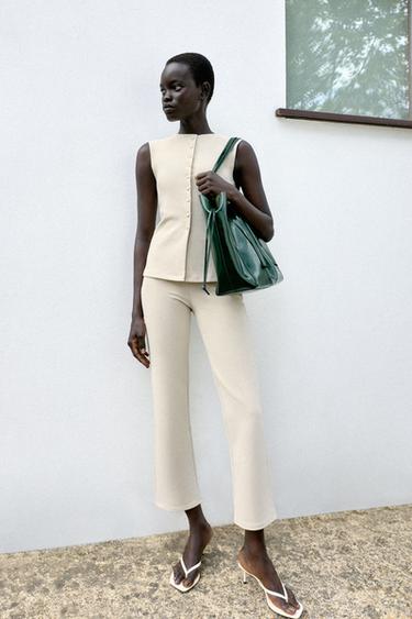 PANTALÓN AJUSTADO BOLSILLOS - Crudo de Zara