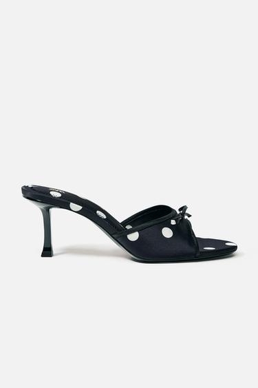 SATIN-EFFECT POLKA DOT SANDALS - Black by Zara