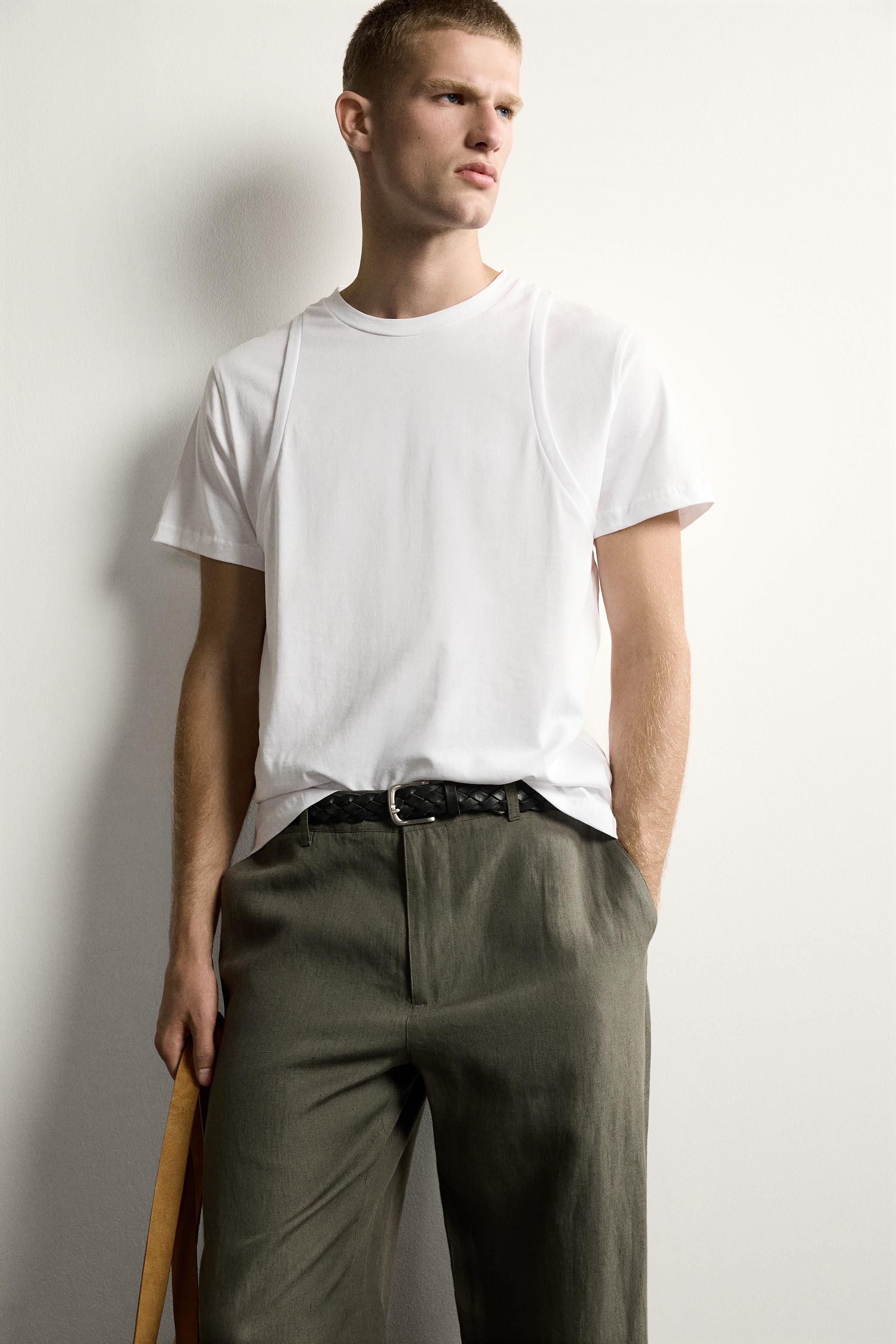 Мужские футболки Zara LAYERED EFFECT T-SHIRT — фото 5