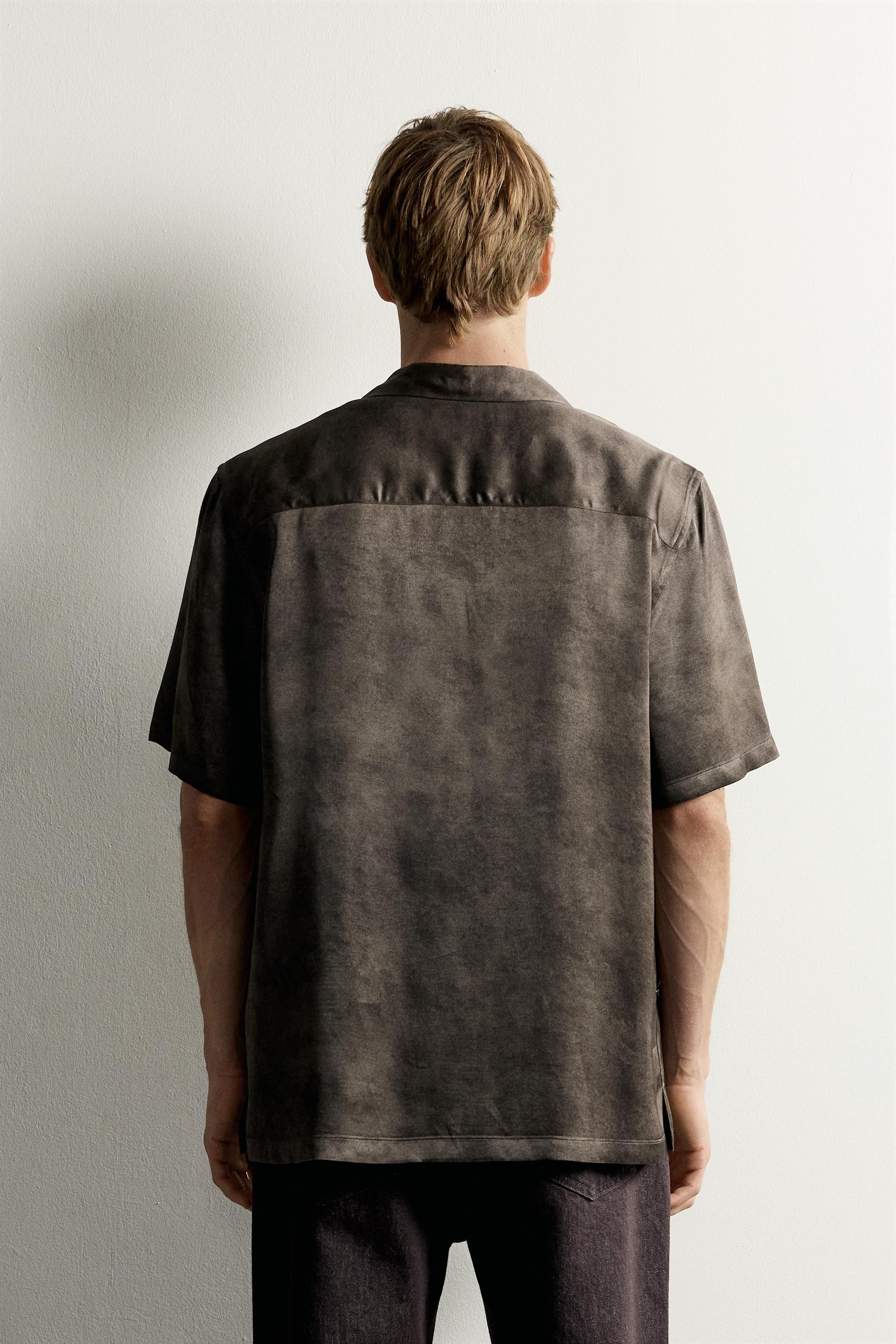 Мужские рубашки Zara WASHED-EFFECT SATIN SHIRT — фото 3