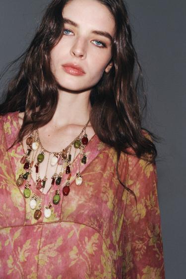 STONE WATERFALL NECKLACE - Golden by Zara - Image 1