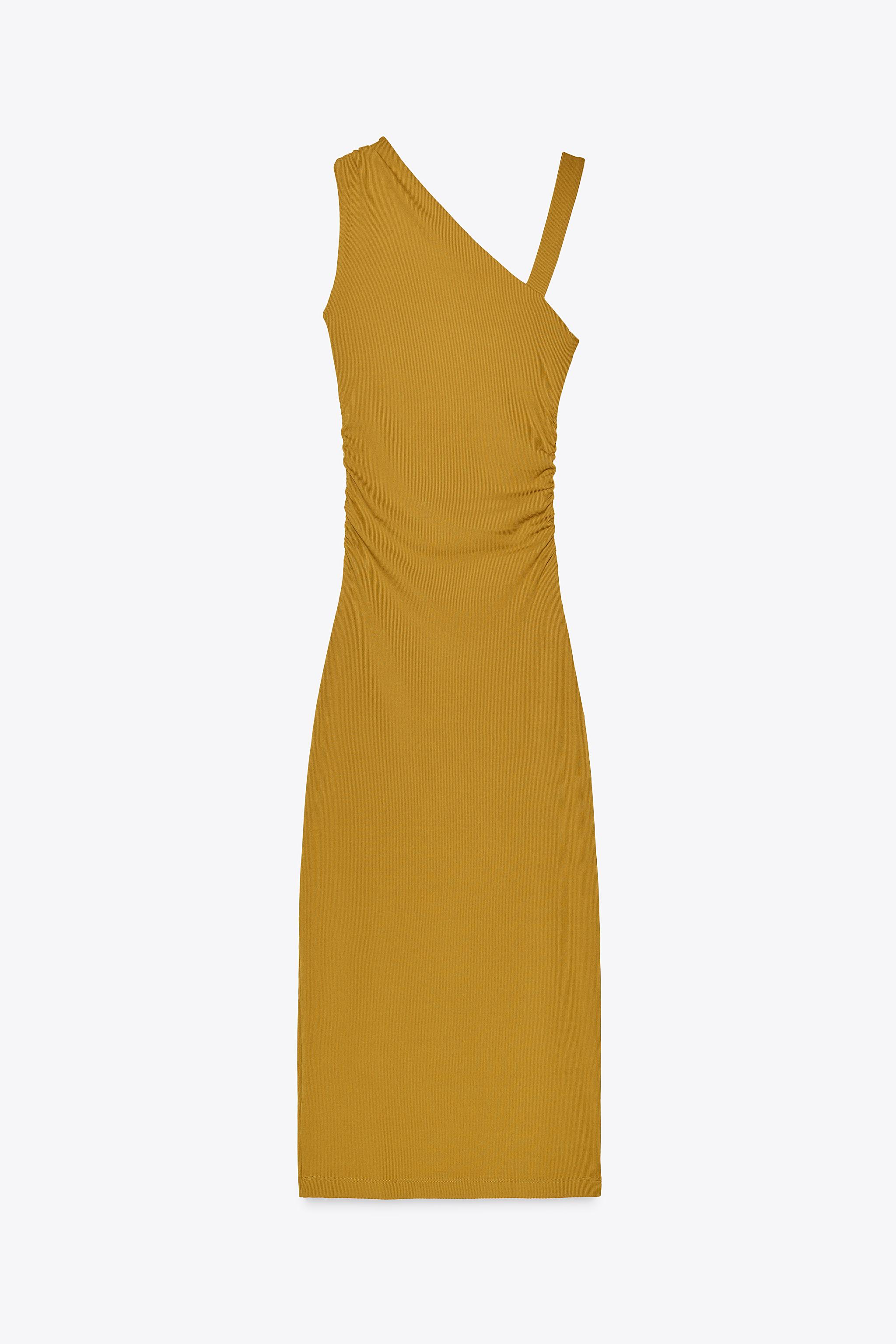 【ZARA】アシンメトリー ドレープワンピース 3641/008/515 アシンメトリー ドレープワンピース - オリーブグリーン | ZARA
