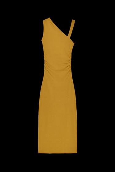 ASYMMETRIC DRAPED DRESS - Olive green by Zara