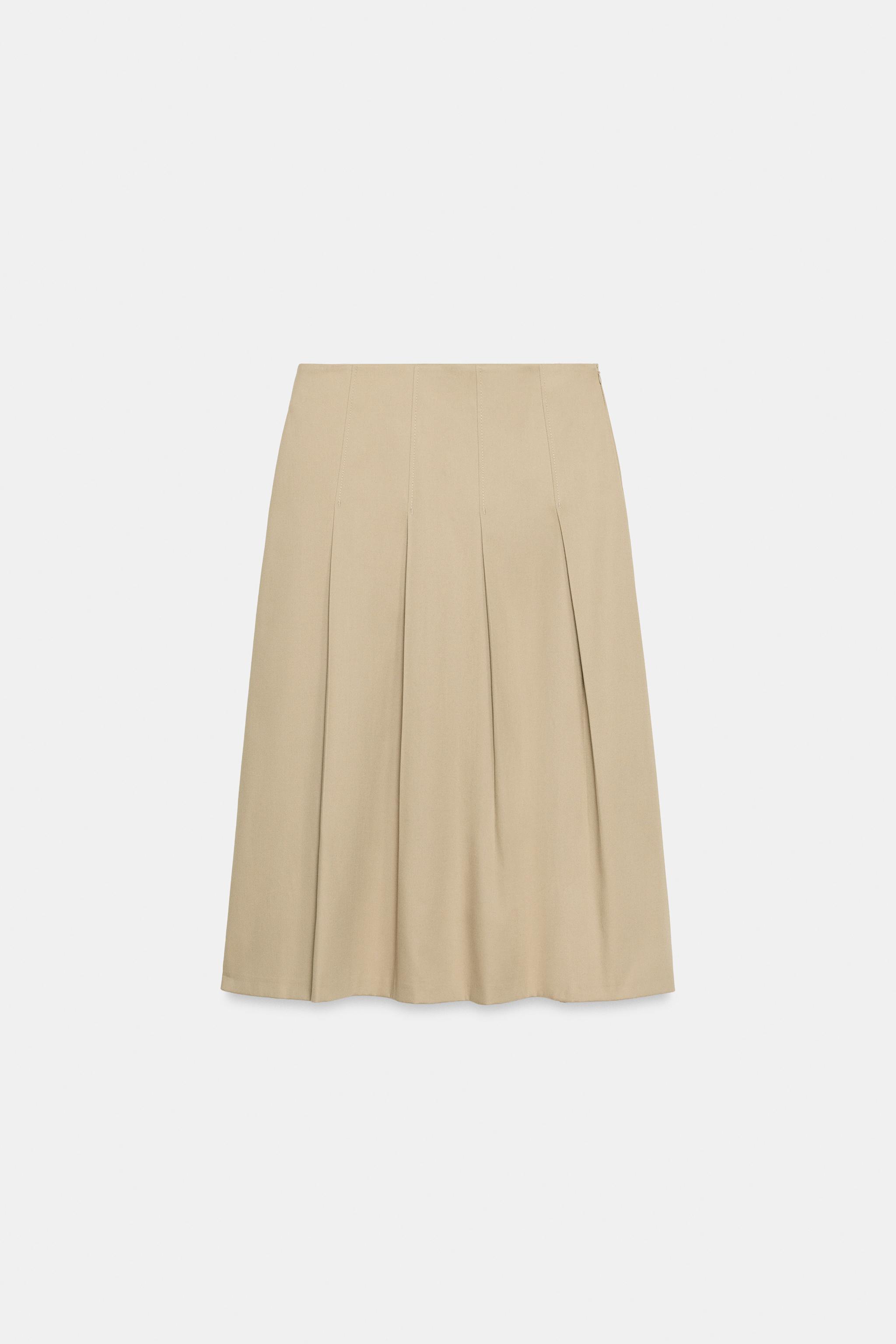 Zara ZW COLLECTION PİLİLİ MİDİ ETEK görsel 6