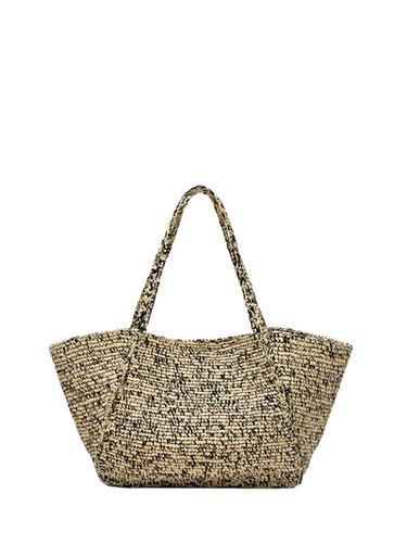 Bolso tote mediano 100% rafia - Gris de Zara