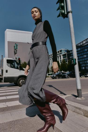 ROBE MI-LONGUE JASPER AVEC CEINTURE - Gris chiné de Zara - Image 1