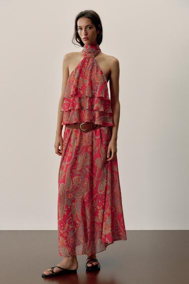 JUPE IMPRIMÉE AVEC CEINTURE - Multicolore de Zara - Image 4