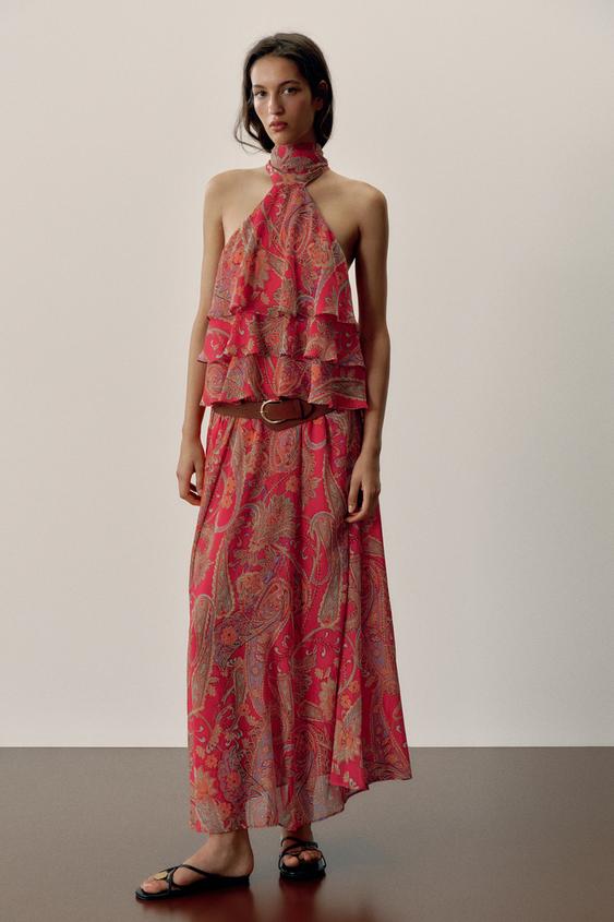 JUPE IMPRIMÉE AVEC CEINTURE - Multicolore de Zara - Image 4