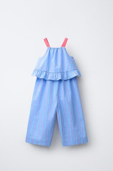 LANGER OVERALL MIT STREIFEN - Blau von Zara
