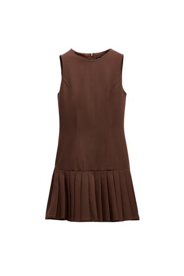 BOX PLEATS MINI DRESS