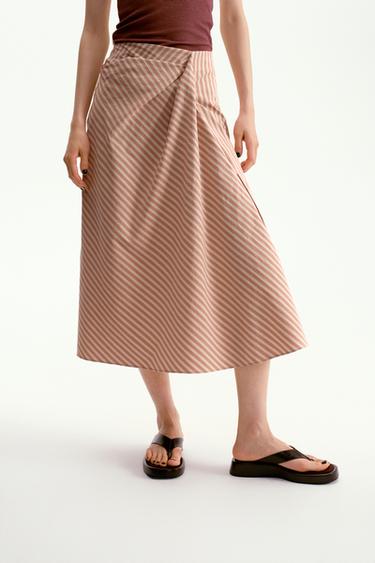 ZW COLLECTION STRIPED DRAPED SKIRT - Multicoloured by Zara