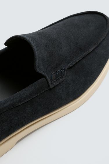 Zara CASUAL LEATHER LOAFERS - Blue