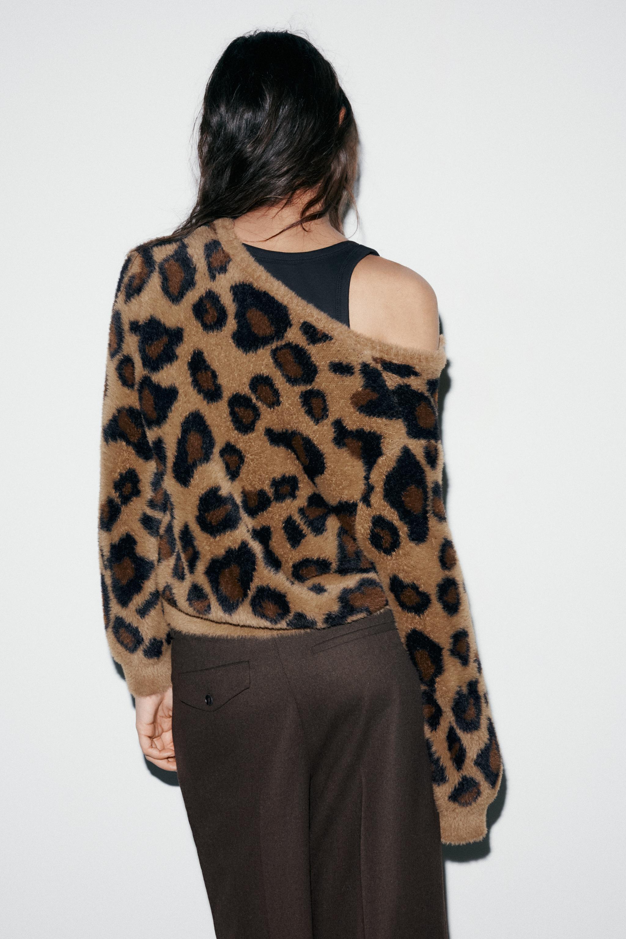 ANIMAL JACQUARD KNIT CARDIGAN - Leopard | ZARA United States