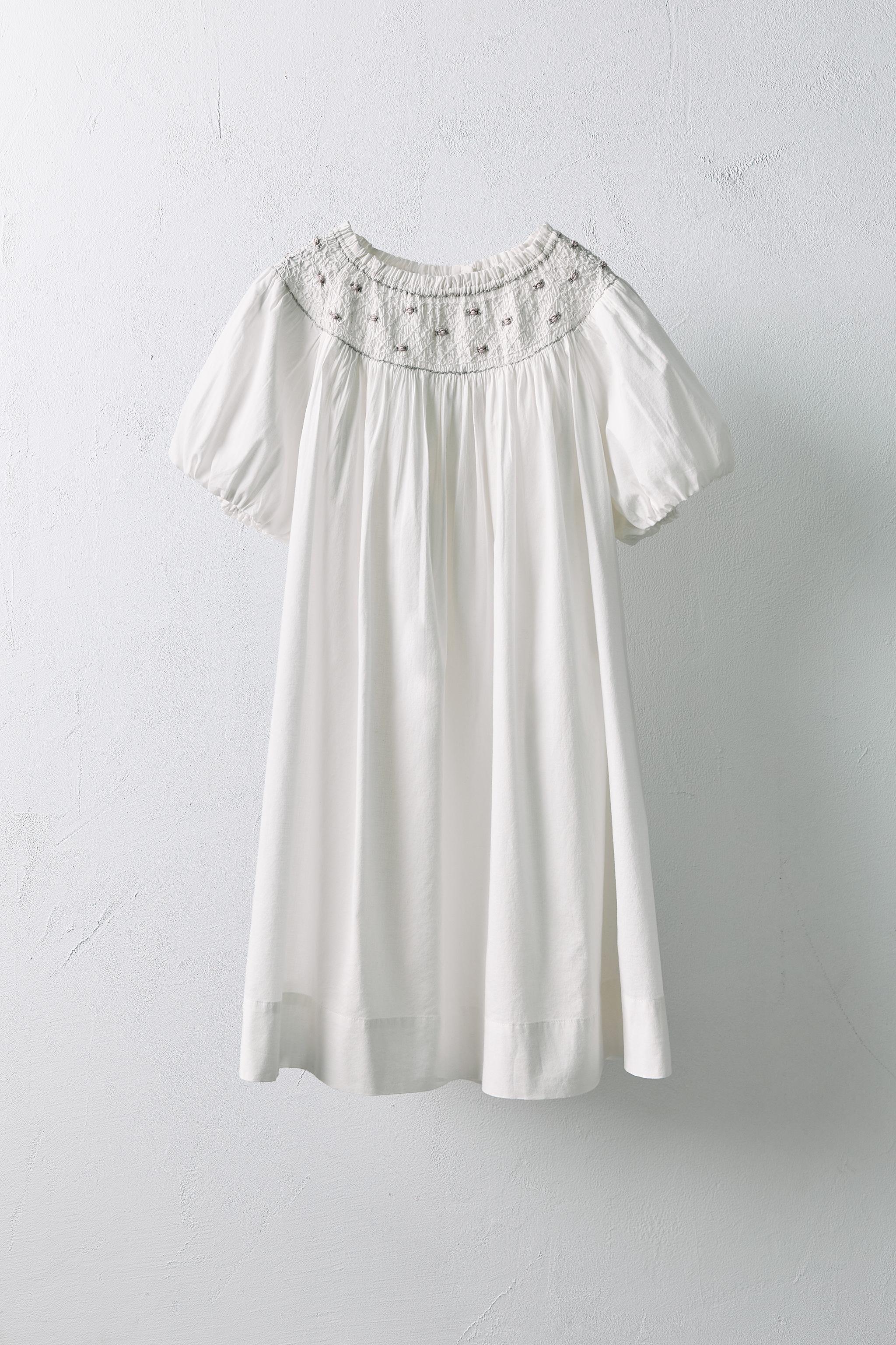 AGES 6-10/ LIMITED EDITION EMBROIDERED FLORAL DRESS - White
