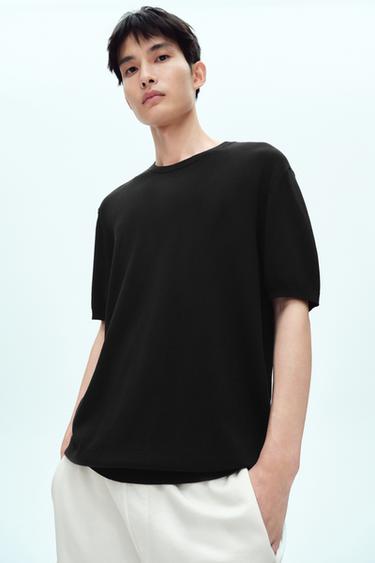 VISCOSE BLEND KNIT T-SHIRT - Black by Zara