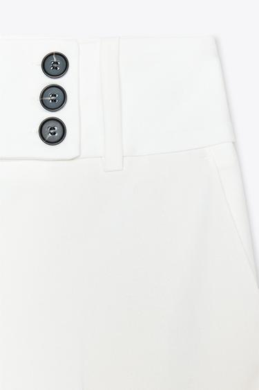 PANTALON LARGE TAILLE CROISÉE - Écru de Zara - Image 8