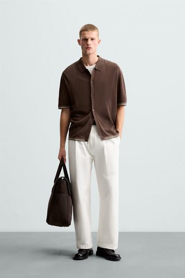 CAMISA FLUIDA PUNTO - Marrón de Zara - Imagen 0