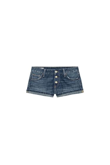 TRF BUTTONED MINI DENIM SHORTS - Navy blue by Zara