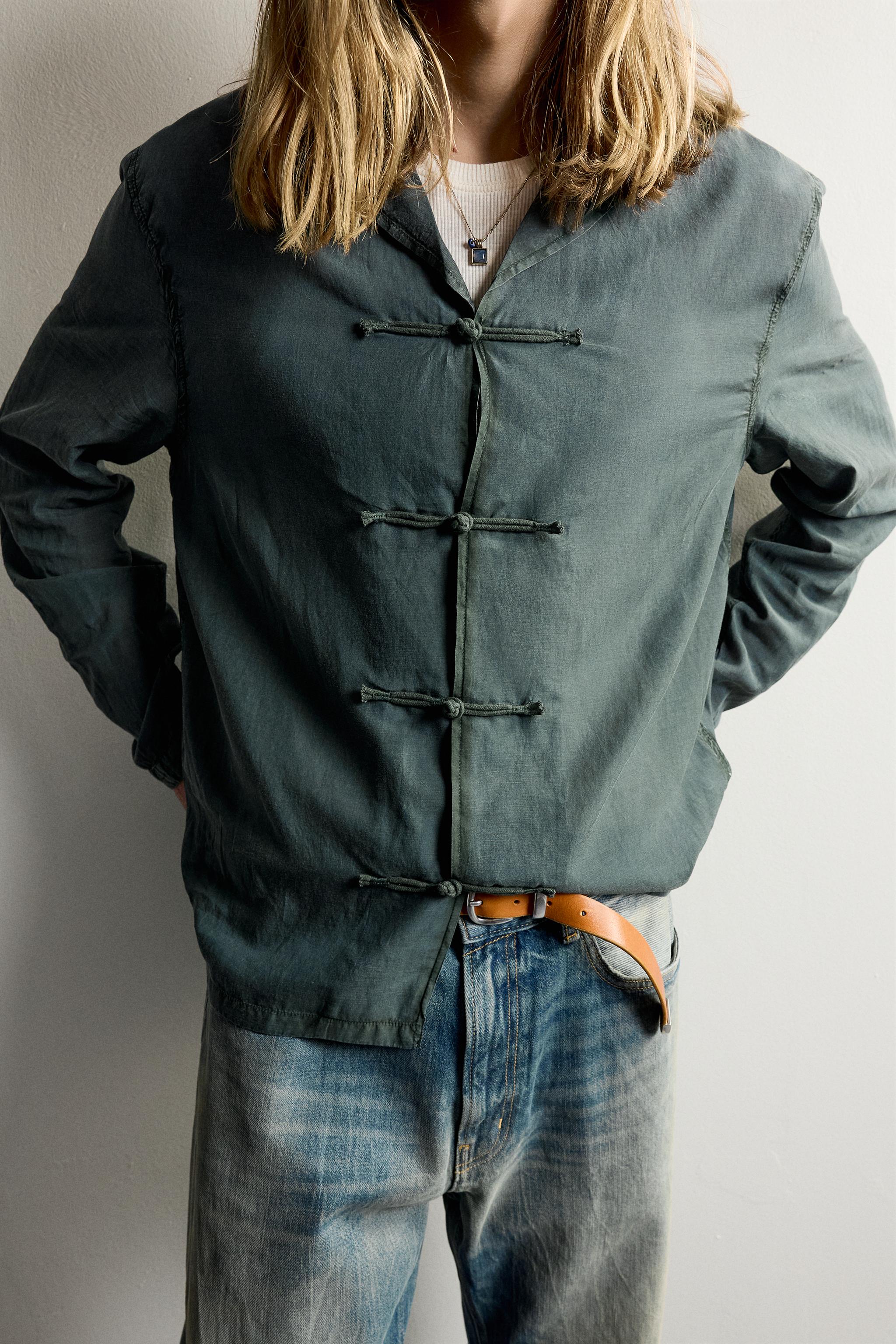 Мужские рубашки Zara FLUID FROG FASTENING SHIRT — фото 6
