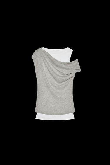 ASYMMETRISCHES DOPPEL-T-SHIRT - Grau meliert von Zara