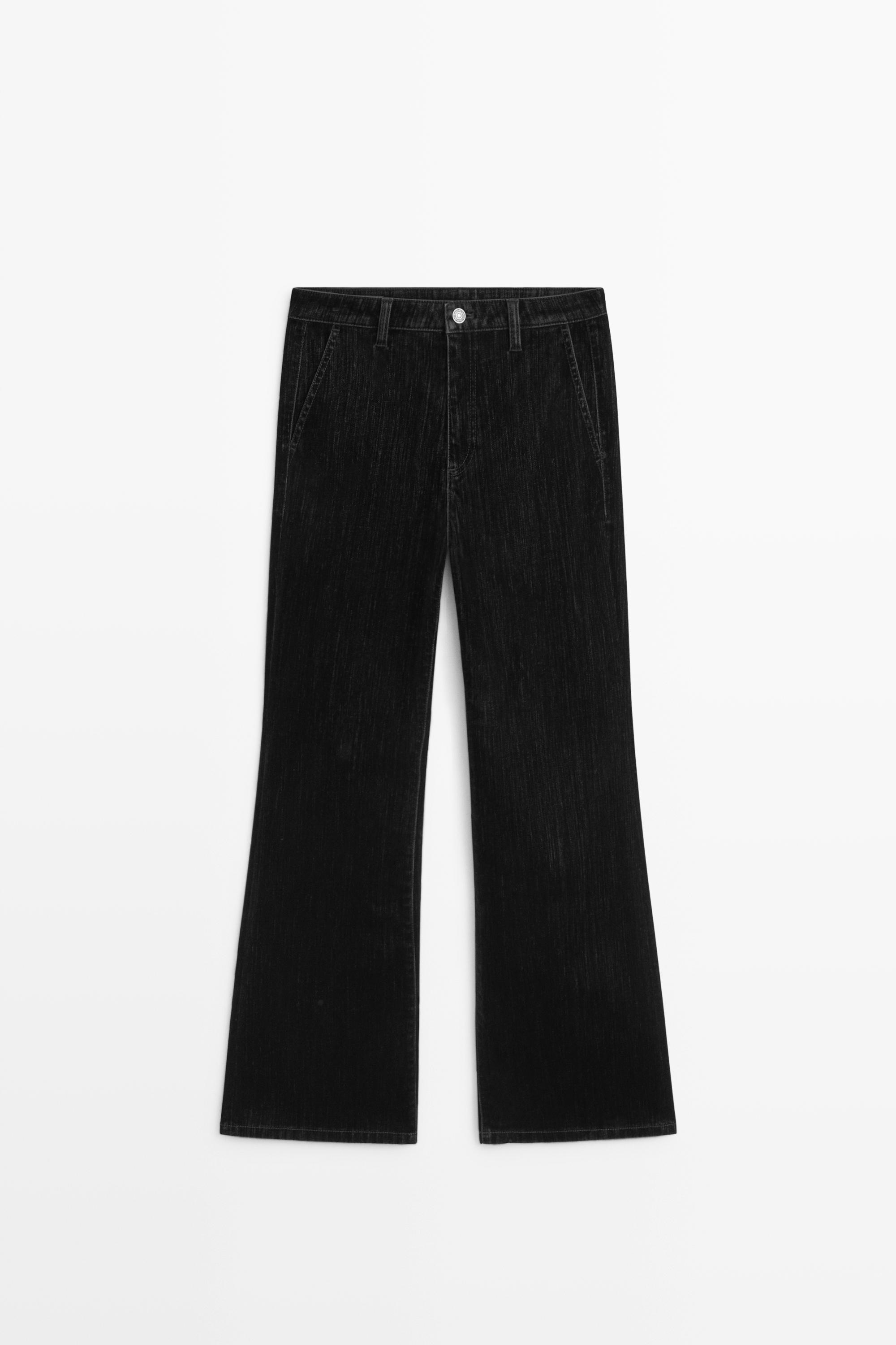 Jean flare cropped taille moyenne floqué