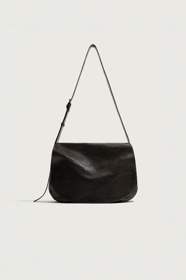 BOLSO HOMBRO PIEL - Marrón de Zara