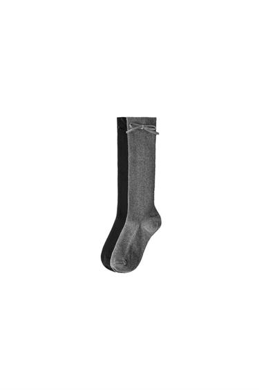 Zara TWO-PACK OF HIGH SOCKS WITH BOW - Black