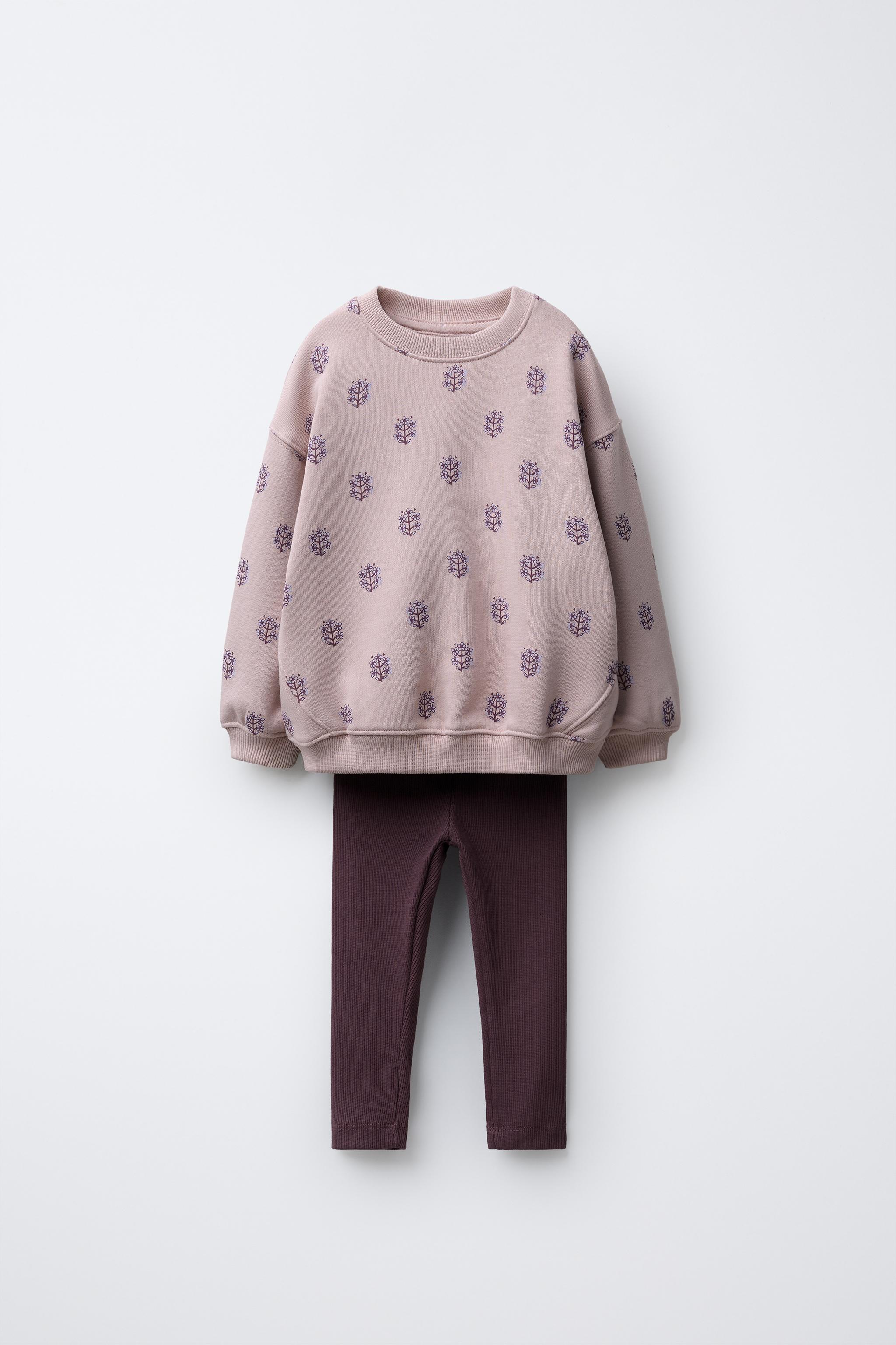 Pinklove様 PRINTED SWEATSHIRT AND RIBBED LEGGINGS SET - Blue gray