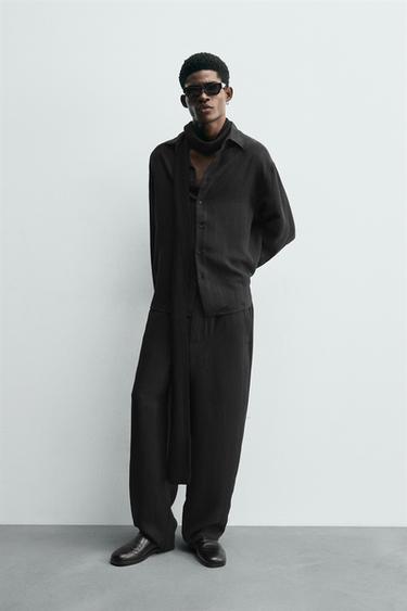 STRIPED JACQUARD SHIRT - Black by Zara - Image 0