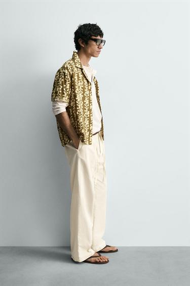 CHEMISE À IMPRIMÉ GÉOMÉTRIQUE - Vert olive de Zara - Image 3