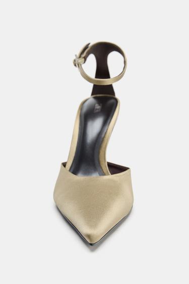SATIN HIGH-HEEL SHOES WITH STRAP - Greenish by Zara - Image 5