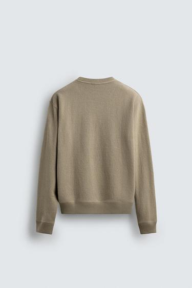 TEXTURED CREWNECK SWEATSHIRT - Light beige by Zara - Image 7