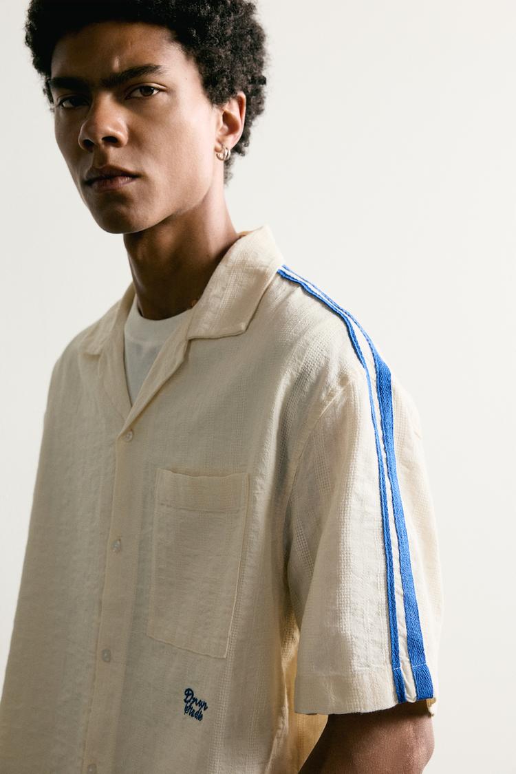 Camisa de rayas con bordado de contraste 5