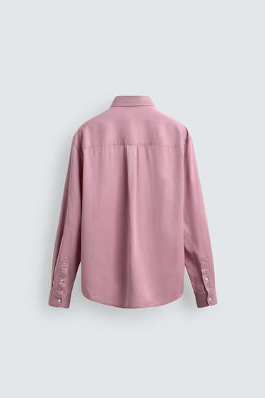 REGULAR FIT LYOCELL - COTTON SHIRT - Pink by Zara - Image 6