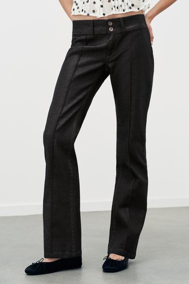 TRF WAXED LOW-RISE JEANS - Chocolate by Zara