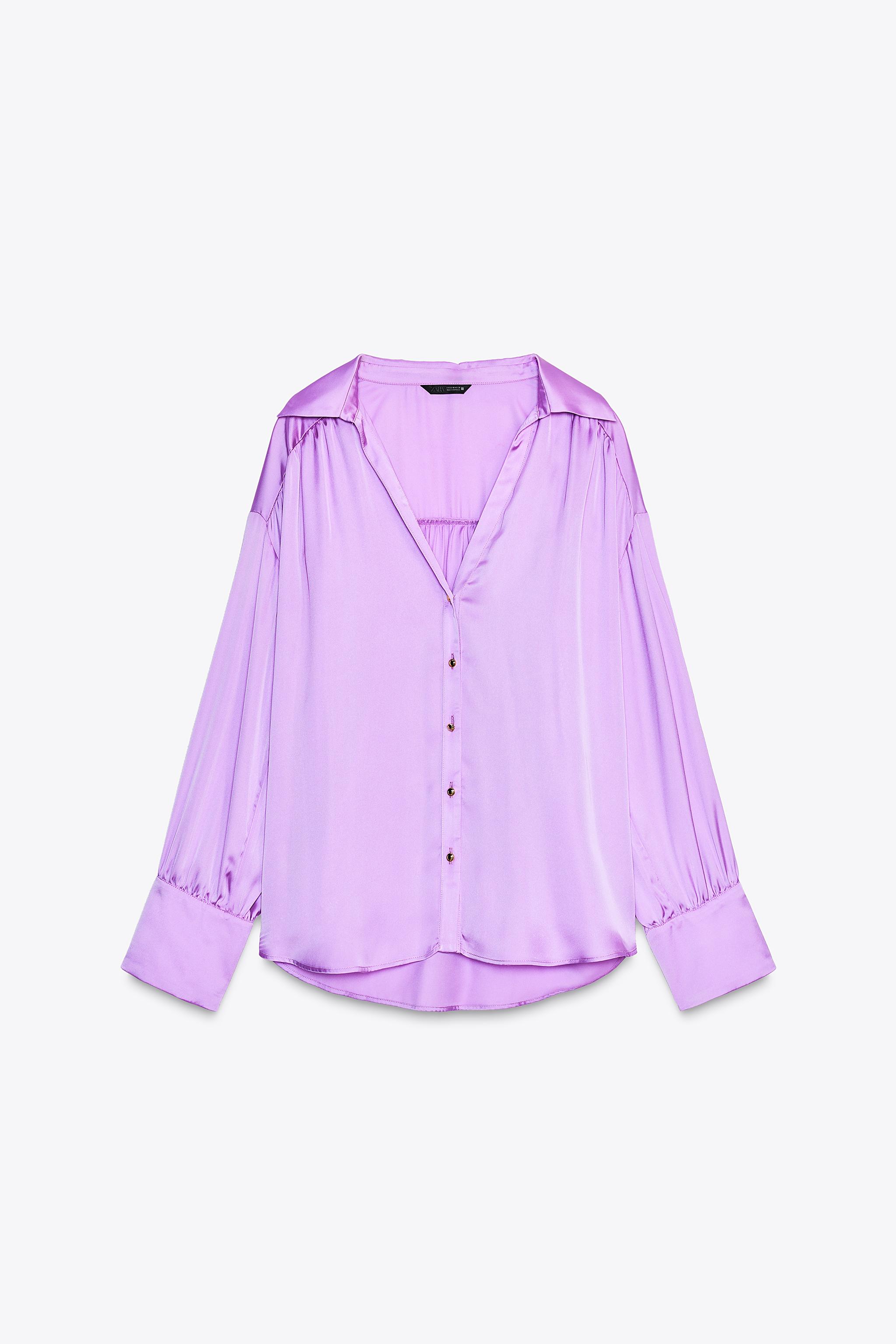 CAMISA ACETINADA COM LAÇO NAS COSTAS - Malva | ZARA Brasil