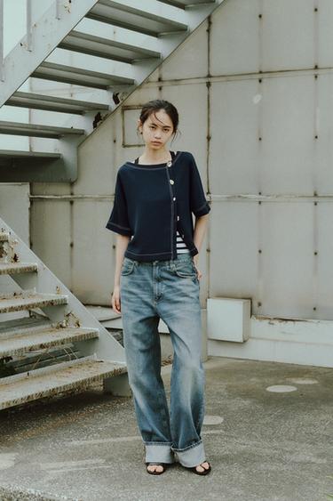 JEANS ZW COLLECTION BAGGY ミッドライズブルーZaraのJEANS ZW COLLECTION BAGGY ミッドライズ - ブルー 