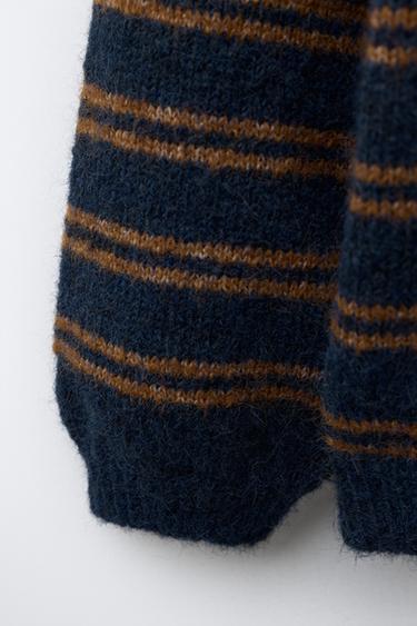 STRIPED KNIT JUMPER WITH CROCHET BEAR - Blue by Zara - Image 3