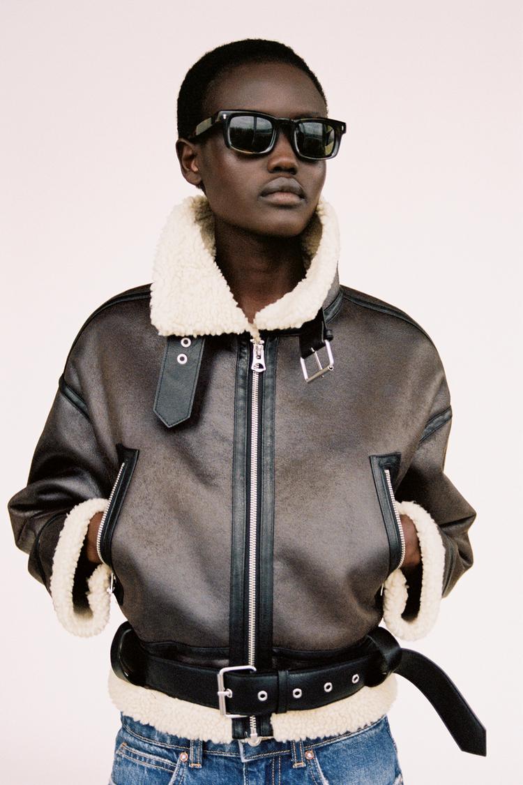 ショート丈ダブルフェイスジャケット - ダークブラウン | ZARA Japan  