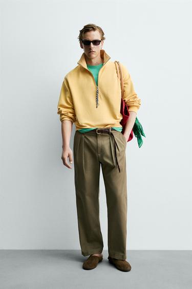 CHINO TROUSERS WITH PLEATS AARON LEVINE X ZARA - Khaki by Zara