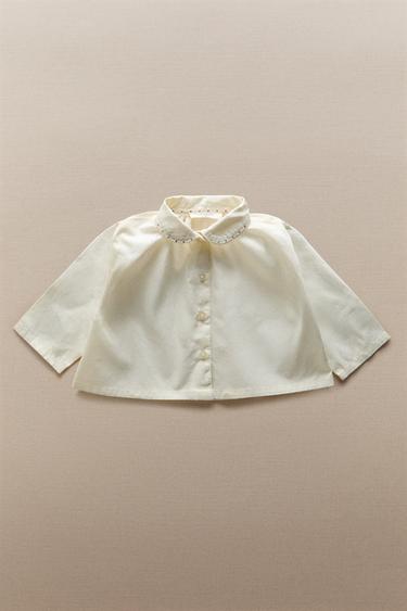 Zara BABY PIPING SHIRT - Cream