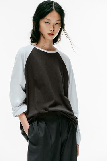 CONTRAST RAGLAN T-SHIRT — Anthracite grey 1