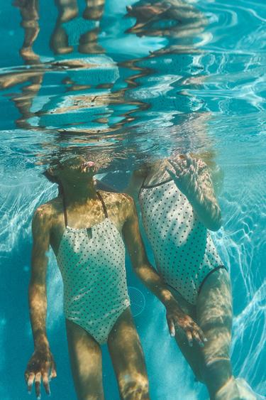 Zara 2-6 YEARS/ TEXTURED POLKA DOT SWIMSUIT - Ecru