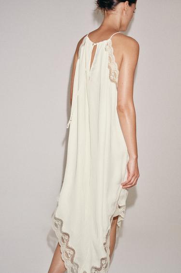 ROBE EN MATIÈRES VARIÉES ET DENTELLE ZW COLLECTION - Écru de Zara - Image 6